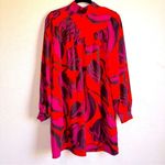 Who What Wear Who what where hot pink red long sleeve floral midi dress size XS puff sleeve Photo 1
