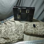 wilson's leather Laptop Tote Bag Black Snake Print Set Adjustable Strap Accessori Photo 1