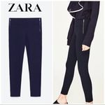 ZARA Wide Waistband Mid Rise Side Zip legging Pants Black Womens Size M Photo 2