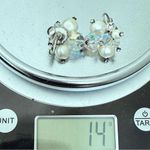 Vintage LAGUNA AB Crystals Aurora Borealis Faux Pearl Cluster Beads Earrings 14g White Photo 12