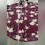 Byer California StitchFix  Christelle Burgundy Floral Button Down Shirt‎ Sz L NWT Photo 7