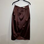 Ulla Johnson  Maxine Skirt Brown Midi Faux Wrap Satin Photo 1