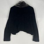 margaret o'leary  Vintage Black Plush Chenille 1 Button Jacket Velvet Collar Boxy Photo 11