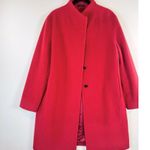Cinzia Rocca Womens Jacket Red Wool Pea Coat Long Sleeve Italian Designer Large Photo 5