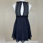 Free People Wherever You Go Crochet Mini Dress in Navy Blue Sleeveless Size 0 Photo 3