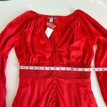 Urban Outfitters  Rebecca Red Long Sleeve Jacquard Boho Holiday Mini Dress Small Photo 6