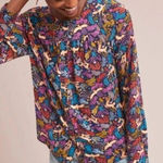 Anthropologie  25 of 52 Conversations Top Womens 8 Oh Deer Woodland Blouse Shirt Photo 0