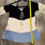 Umgee Boho Crochet Color Block Lace Bell Sleeve Tunic Blouse Size Small Peasant Photo 6