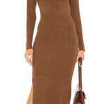 Bardot  x Revolve Collar Ribbed‎ Jersey Knit Dress in Chocolate Brown Size Small Photo 0
