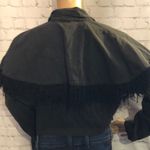 G•S•L Vintage Cropped Jacket Military Cut Cropped Black Jacket Fringe 1980s Size XS Photo 6