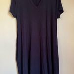 NEW Reb & J Womens Navy Blue Soft Stretchy Collared Keyhole T Photo 0
