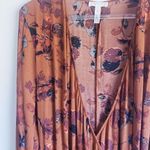 Leith  Nordstrom Rack Floral Autumn Rust Belle Sleeve Wrap Dress Photo 4