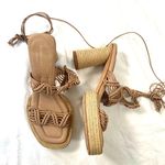 Paloma Barcelo Lace Up Platform Designer Maigo Espadrille Sandal Sand Tan US 8.5 Photo 6