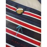 Tommy Hilfiger TOMMY HILFIGER Blue White Red Striped Round Logo VINYL CROSSBODY Purse HAND BAG Photo 12