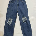 Wild Fable Baggy Jeans Womens 8/29R Blue Denim Distressed 5-Pockets High-Rise Photo 0