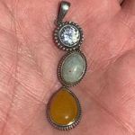 Sterling Silver Women's 3 Stone Pendant, Fine Silver Jewelry Photo 2