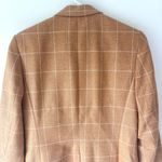 Talbots  Tan White Silk Wool Windowpane Plaid Blazer Professional Career Wear Photo 4