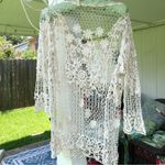 None White Open Weave Floral Embroidered Scoop-neck Tunic Top Swim Coverup Photo 4
