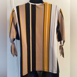 Discreet Women’s medium business blouse. V-neck, black, tan, white,  dark mustard, yellow Photo 1