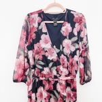 Kate and Lily Womens Dress Size 16W Navy Pink Floral Midi Wrap Boho Romantic Photo 1