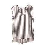 Daniel Rainn DR2 Striped Sleeveless Top Womens Size M Notched Hi Low Lightweight Photo 1