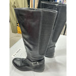 Clarks Womans Riding Boots 9.5M Black Full Zip Round Toe Buckle Strap Accent Photo 1