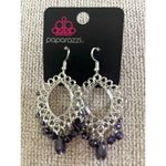 Paparazzi  dangly earrings silver with purple‎ beads. Photo 2