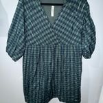 Madewell NWT Marianna Puff-Sleeve Mini Dress M Medium Plaid Green X Photo 1