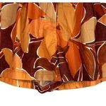 Cider NWT By The Beach Floral Mini High Waist Pleated Shorts Button Zip M Orange #3120 Photo 3