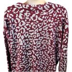 Kori America NWT Burgundy Foil Leopard Print Sweater Women's Medium CrewNeck Photo 3