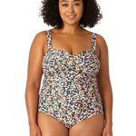 Anne cole Twist Front Shirred Confetti Multicolor One Piece Swimsuit Plus 18W Photo 0