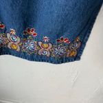 Agapo Vintage 90s Denim Maxi Dress Floral Embroidered Cottage Artsy Size L Blue Size L Photo 2