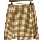 Ann Taylor  Skirt Womens 6 Yellow White Linen Gingham A-Line Country Cottagecore Photo 0