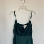 BHLDN Anthropologie  Satin Cowl Neck Emerald Green Midi Slip Dress Size 2  Photo 3