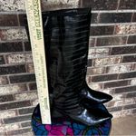 JustFab  Black Embossed Sienna Flat Boots Chic Rocker Mobwife Goth‎ Edgy Photo 6