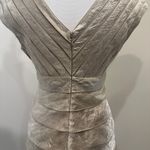 Adrianna Papell  Champagne Gold Metallic Tiered Ruffle Empire Waist Dress Formal Photo 6