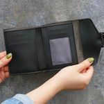 Wallet for Women Trifold Snap Closure Small Wallet for Girls Credit Card Holder Coin Purse Black Photo 1