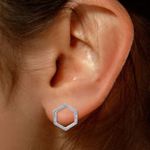 Sam Edelman NEW - Silver Hexagon Geometric Open Frame Stud Earrings Photo 0