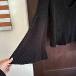 Free People  | Black Damsel Bell Sleeve V Neck Chunky Knit Sweater | Extra Small Photo 1