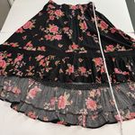 Torrid NWT  Black Pink Floral Gauze Hi Low Pull On Maxi Skirt Size 1X Pockets‎ Photo 5