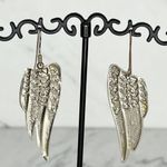 Angel Wings Dangle Silver Tone Earrings Pierced Pair Photo 2