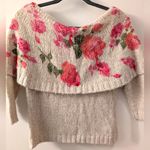 Anthropologie 🆕  MOTH Small NWT Cream Floral Off Shoulder Cardigan Sweater Silk Photo 5