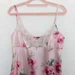 Y2K Floral Slip Dress Womens Size M Pink Satin Lace Mini Cami Cottage Coquette Size M Photo 2