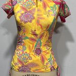 Johnny Was JWLA Sunshine and Flamingo Drawstring Surf Swim Shirt XS Yellow Photo 0