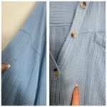 Free People  Cardiff Oversized Top Size XL Blue Waffle Knit Boho Long Sleeve Photo 9