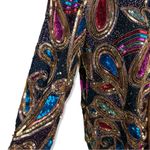 Laurence Kazar VINTAGE  Black Silk Sequin and Beaded Paisley Evening Jacket Photo 3