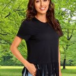 Tresics Black Fringe tunic style T-Shirt Photo 3