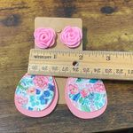 None Women's Floral Earring Set Pink Rose Studs Rose Dangles Teardrop Dangles Fashion Photo 4
