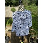 Talbots Pullover Top Women's White Navy Print 3/4 Sleeve Henley Stretch Size 1x Photo 1