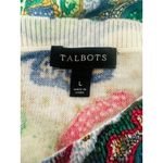 Talbots  Sweater Large Paisley Button Front Cardigan Lightweight Colorful Vibrant Photo 3